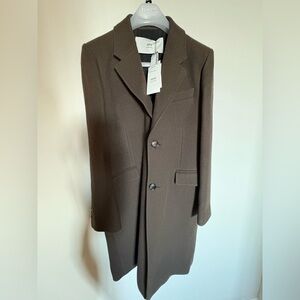 AMI brand new 100% virgin wool Dark Brown coat